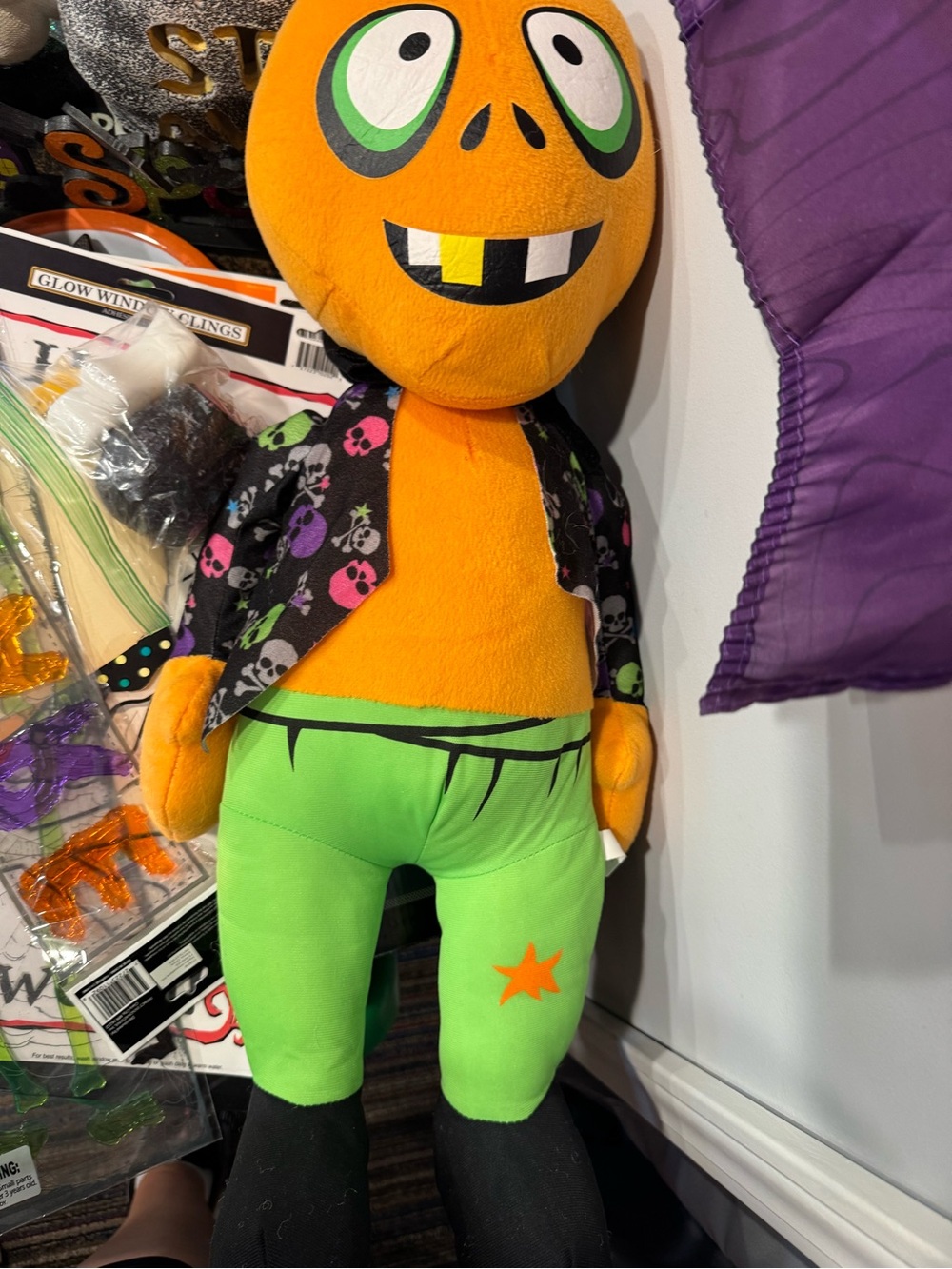 Orange & Green Plush Kids Costume Character and fall kids plates 2 and ghost nic